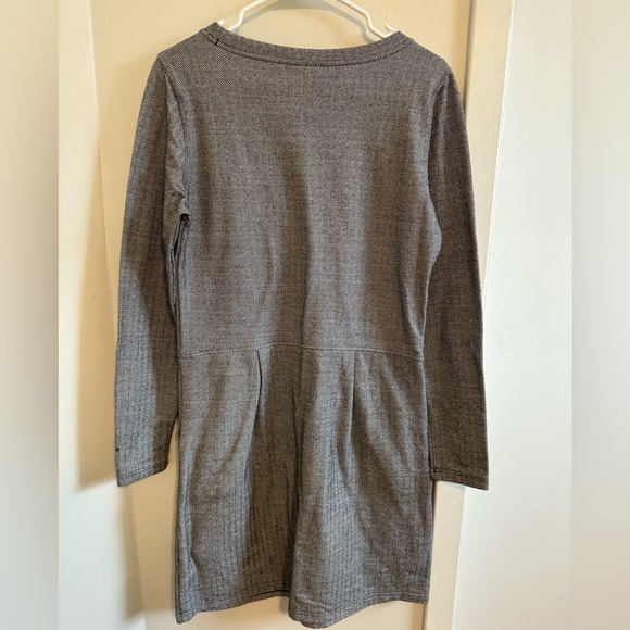 Patagonia Women’s Herringbone Long Sleeve Patterned Dress Medium Grey White 6 8 - Picture 3 of 12